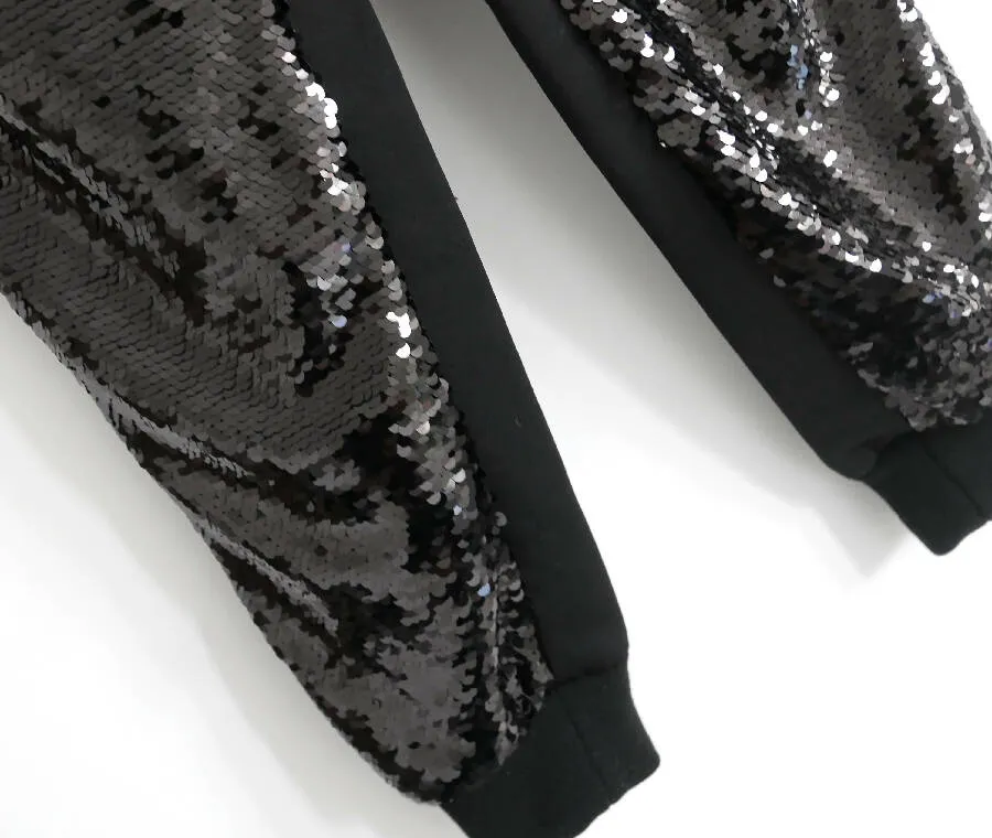 Giambattista Valli women’s black silk trousers with sequins embellishment