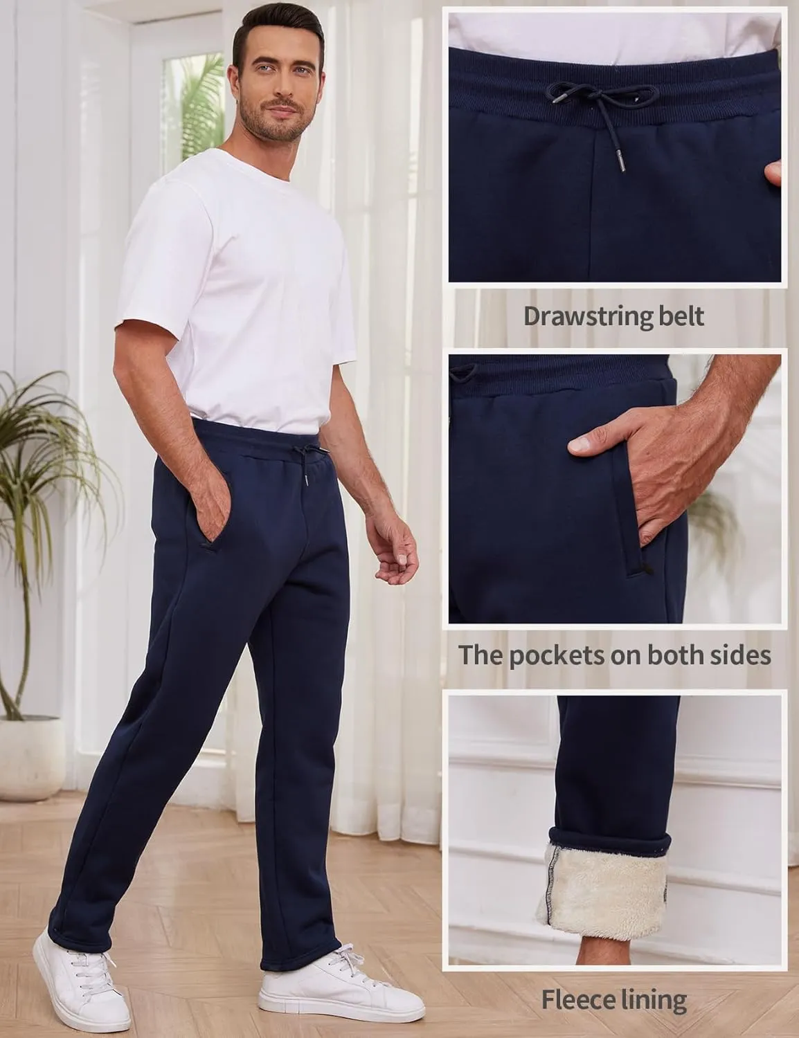 Gihuo Men's Winter Warm Fleece Pants Sherpa Fleece Lined Jogger Pants Sweatpants