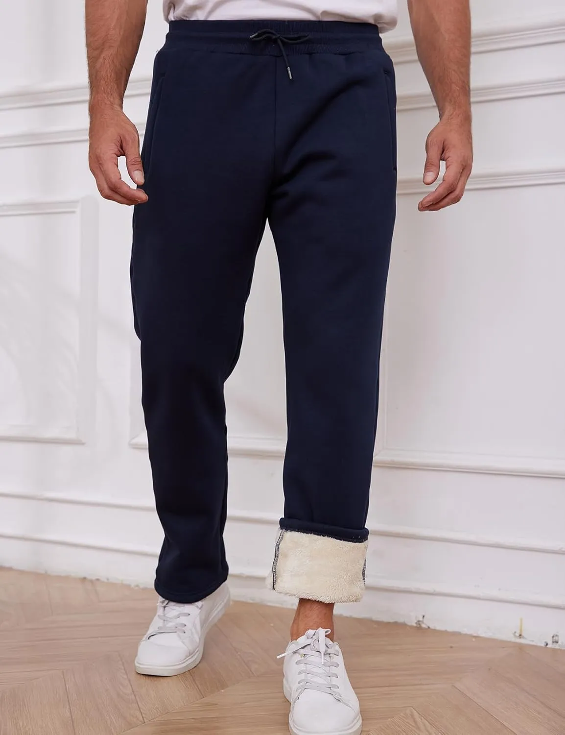 Gihuo Men's Winter Warm Fleece Pants Sherpa Fleece Lined Jogger Pants Sweatpants