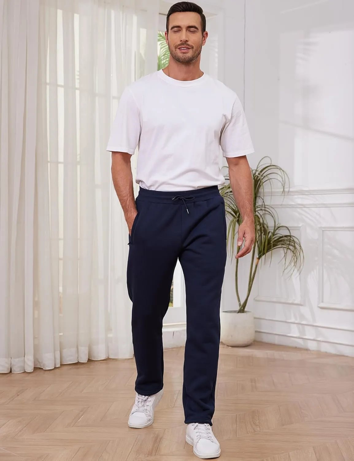 Gihuo Men's Winter Warm Fleece Pants Sherpa Fleece Lined Jogger Pants Sweatpants