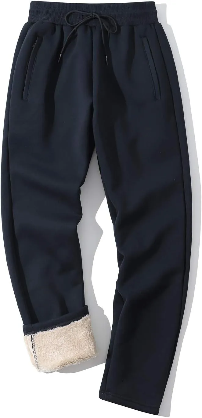 Gihuo Men's Winter Warm Fleece Pants Sherpa Fleece Lined Jogger Pants Sweatpants