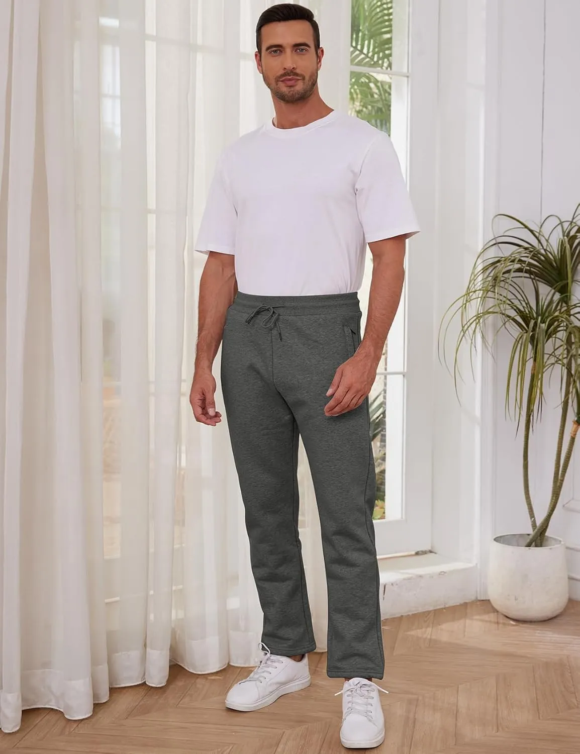Gihuo Men's Winter Warm Fleece Pants Sherpa Fleece Lined Jogger Pants Sweatpants