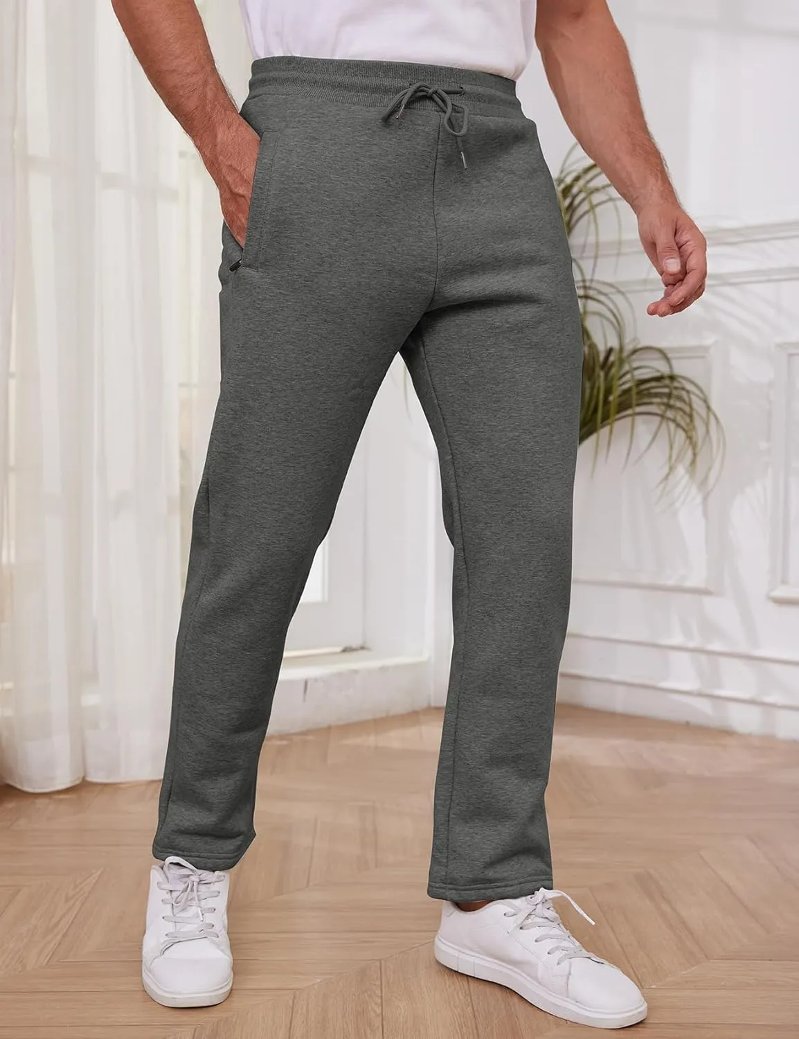 Gihuo Men's Winter Warm Fleece Pants Sherpa Fleece Lined Jogger Pants Sweatpants
