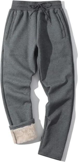 Gihuo Men's Winter Warm Fleece Pants Sherpa Fleece Lined Jogger Pants Sweatpants