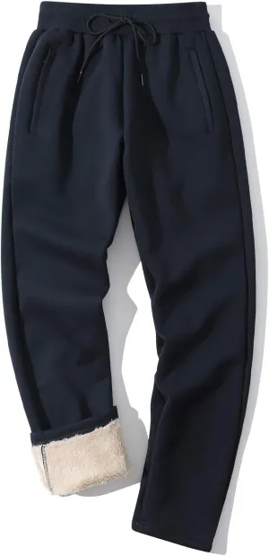 Gihuo Men's Winter Warm Fleece Pants Sherpa Fleece Lined Jogger Pants Sweatpants