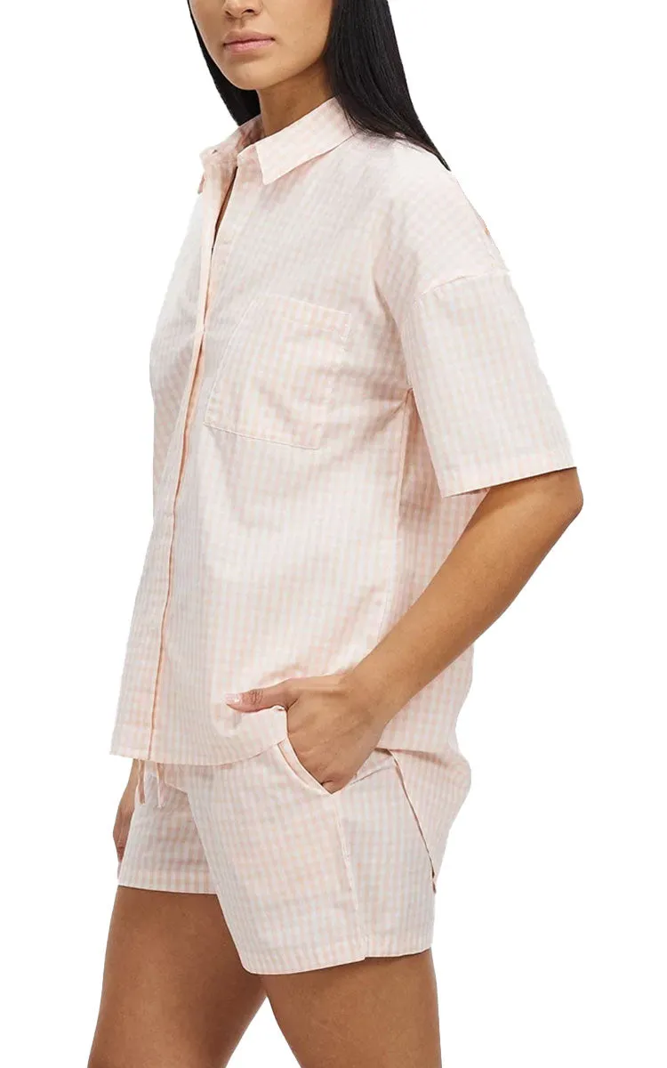 Gingerlilly 100% Cotton Pyjama with Short Sleeve Top & Boxer in Gingham Freya