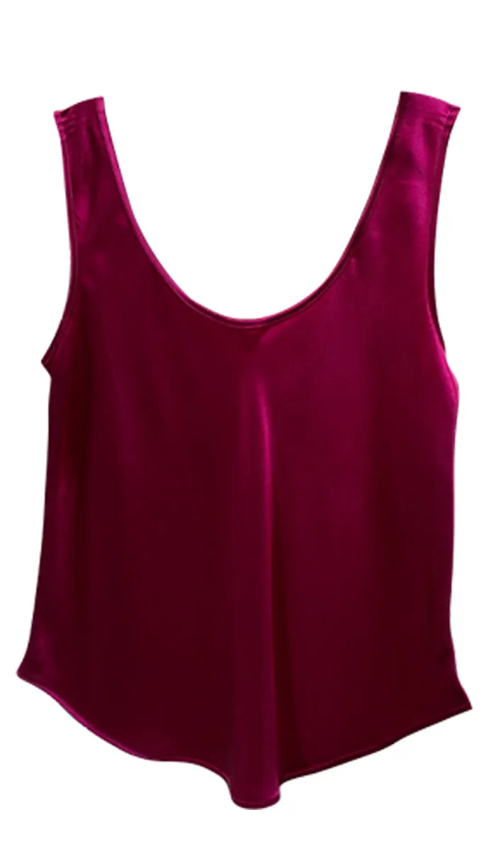 Ginia 100% Silk Camisole with Round Neck in Boysenberry 2142 SALE