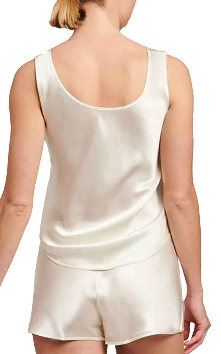 Ginia 100% Silk Camisole with Round Neck in Creme GBS205