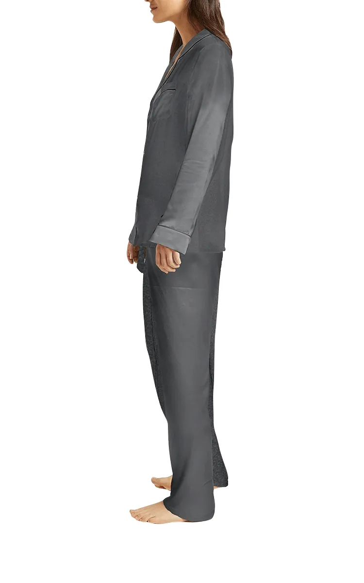 Ginia 100% Silk Pyjama with Long Sleeve in India Ink 5124 SALE