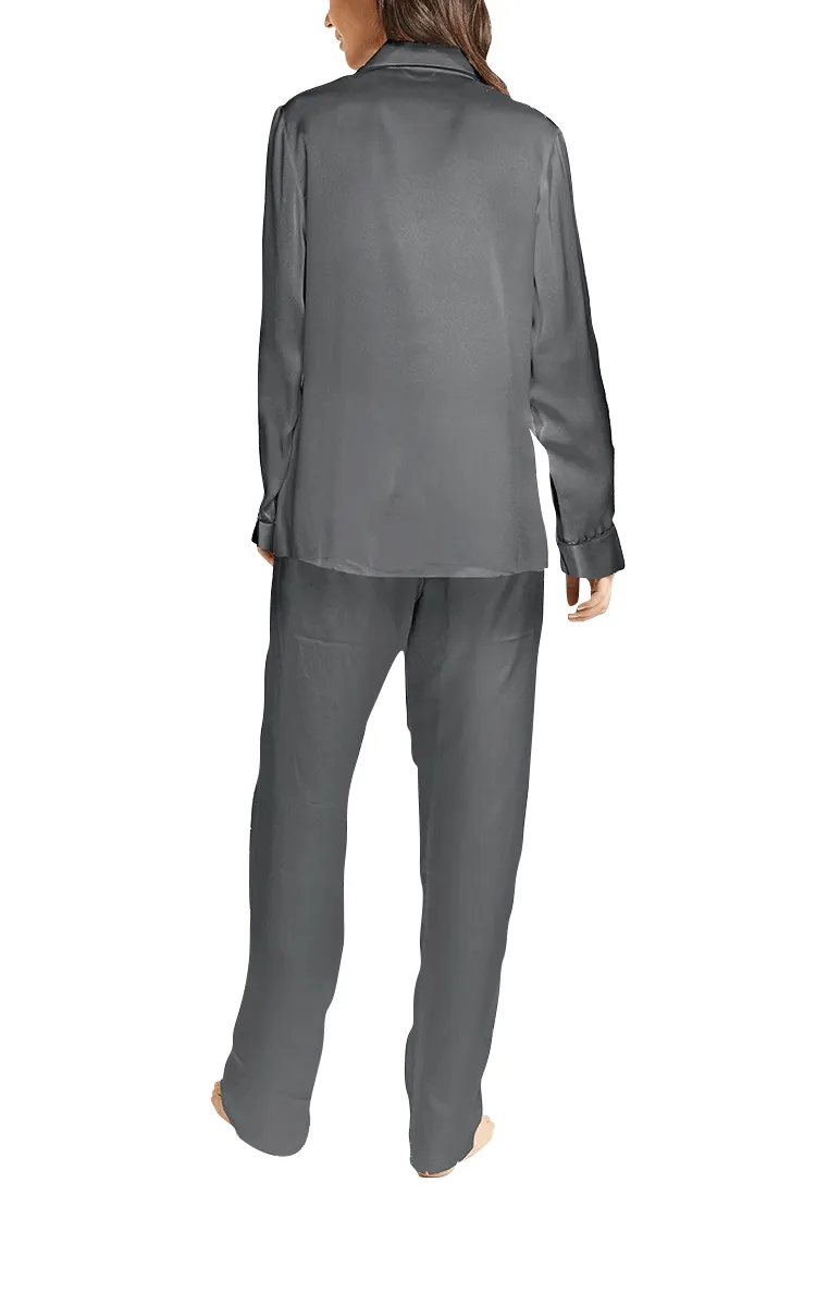 Ginia 100% Silk Pyjama with Long Sleeve in India Ink 5124 SALE