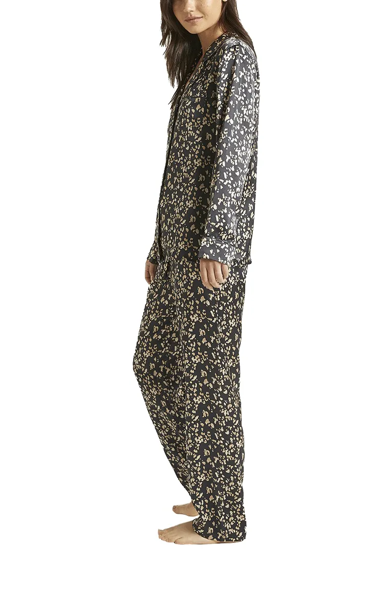 Ginia 100% Silk Pyjama with Long Sleeve in Leopard Print GLEO501 SALE