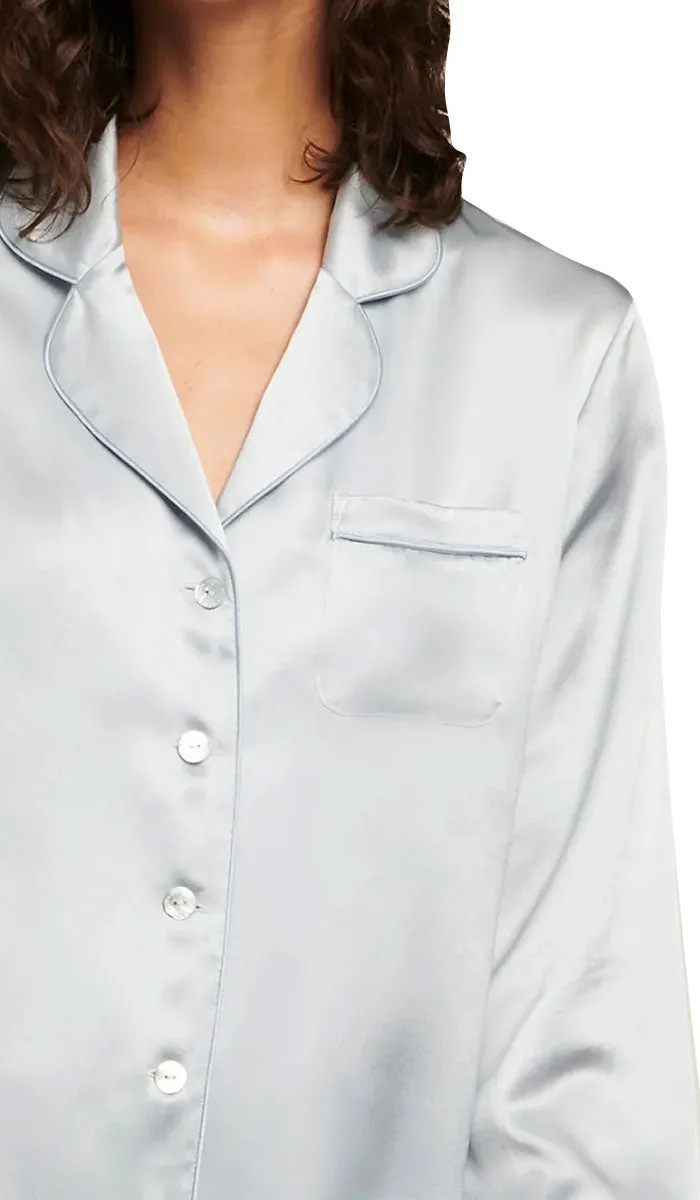 Ginia 100% Silk Pyjama with Long Sleeve in Pearl Blue 5124