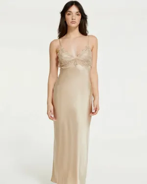 Ginia - Little Miss Long Silk Dress - Mink