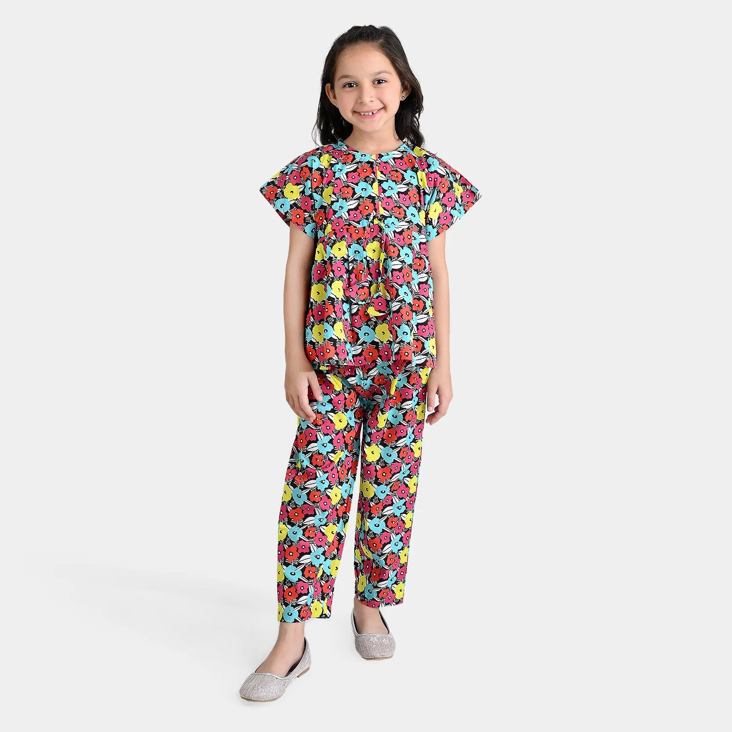 Girls Cotton Poplin Co-ord Set Azalen-Multi