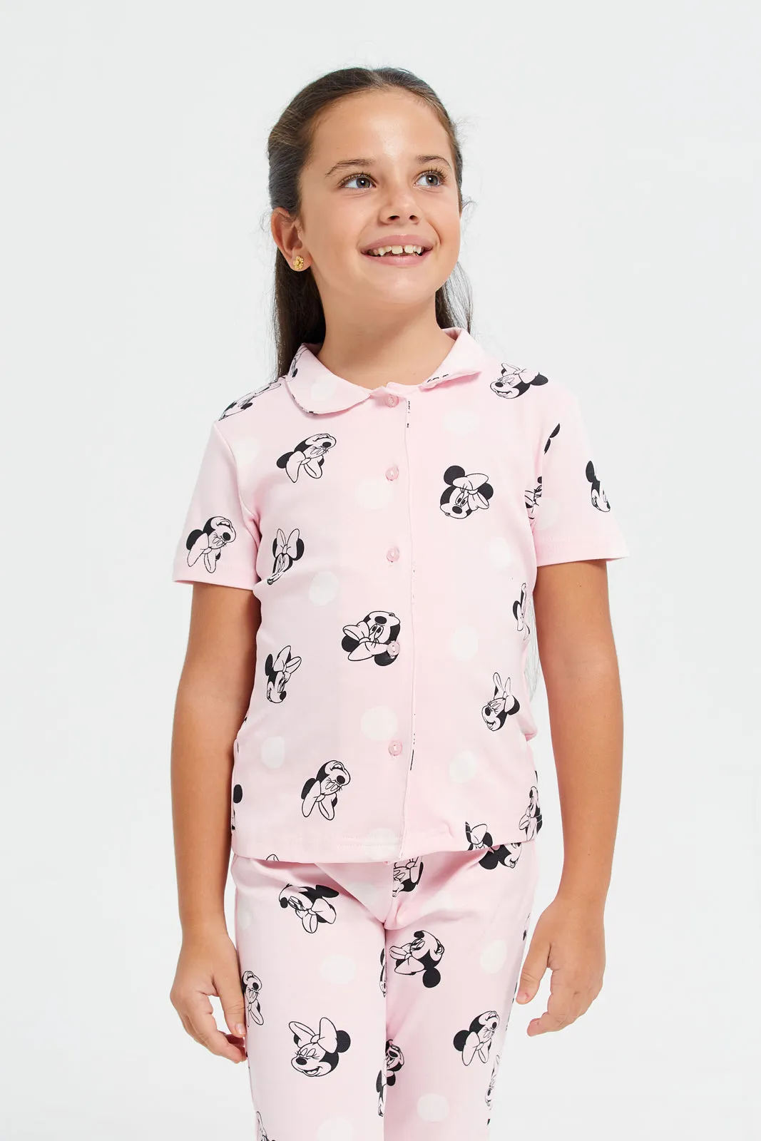 Girls Pink Minnie Mouse Pyjama Set (2 Piece)