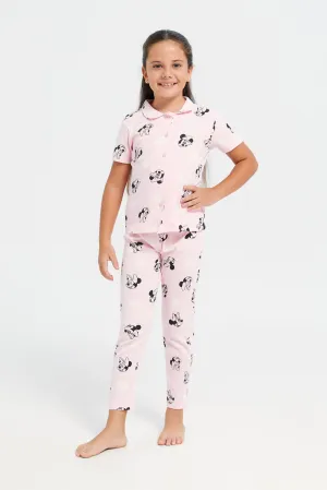 Girls Pink Minnie Mouse Pyjama Set (2 Piece)