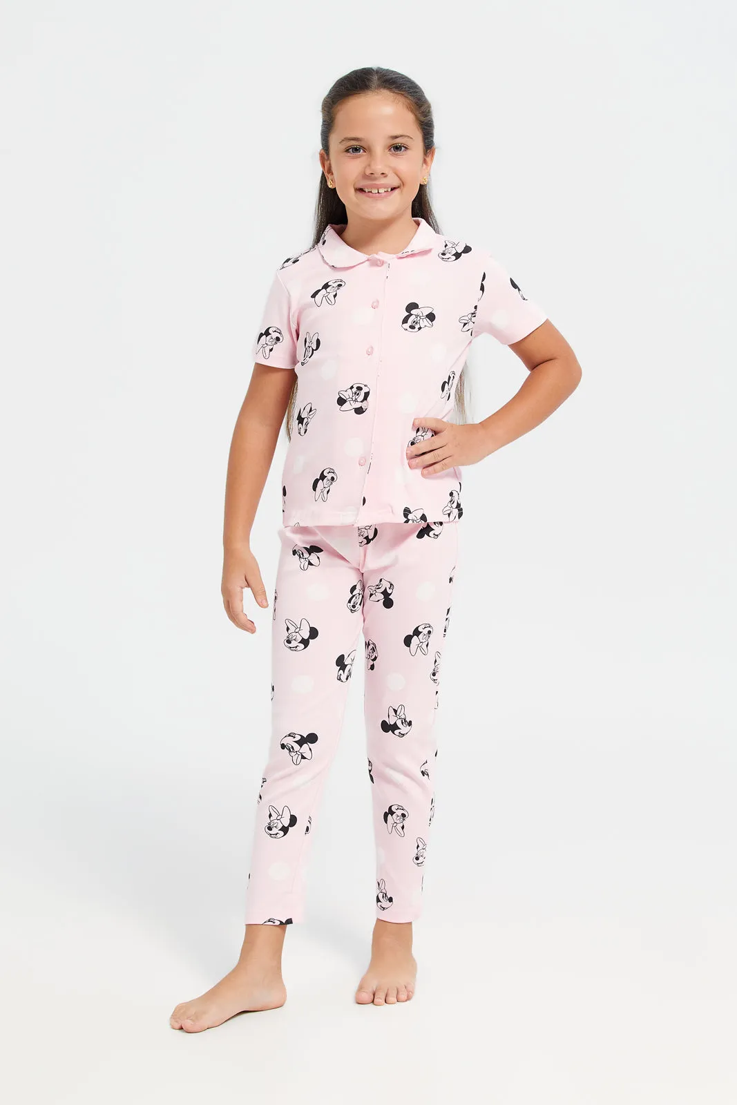 Girls Pink Minnie Mouse Pyjama Set (2 Piece)