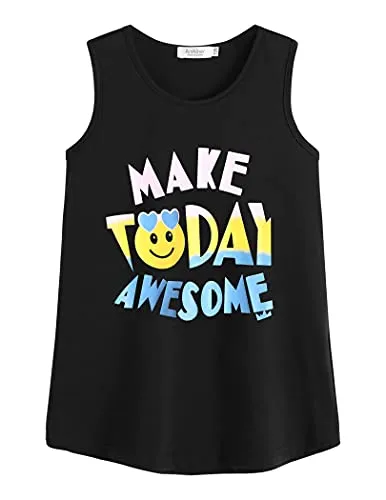 Girls Size 5 Casual Sleeveless Tank Tops 2-Pack: Vibrant Summer Tunic T-Shirts for Play, School, and Creativity