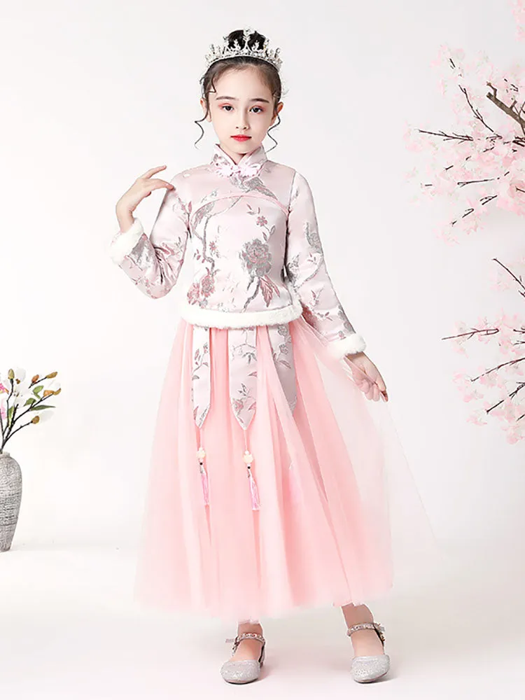 Girls' Thickened Tang CostumeTwo-piece Suits ancient Dress National Style Performance Costume