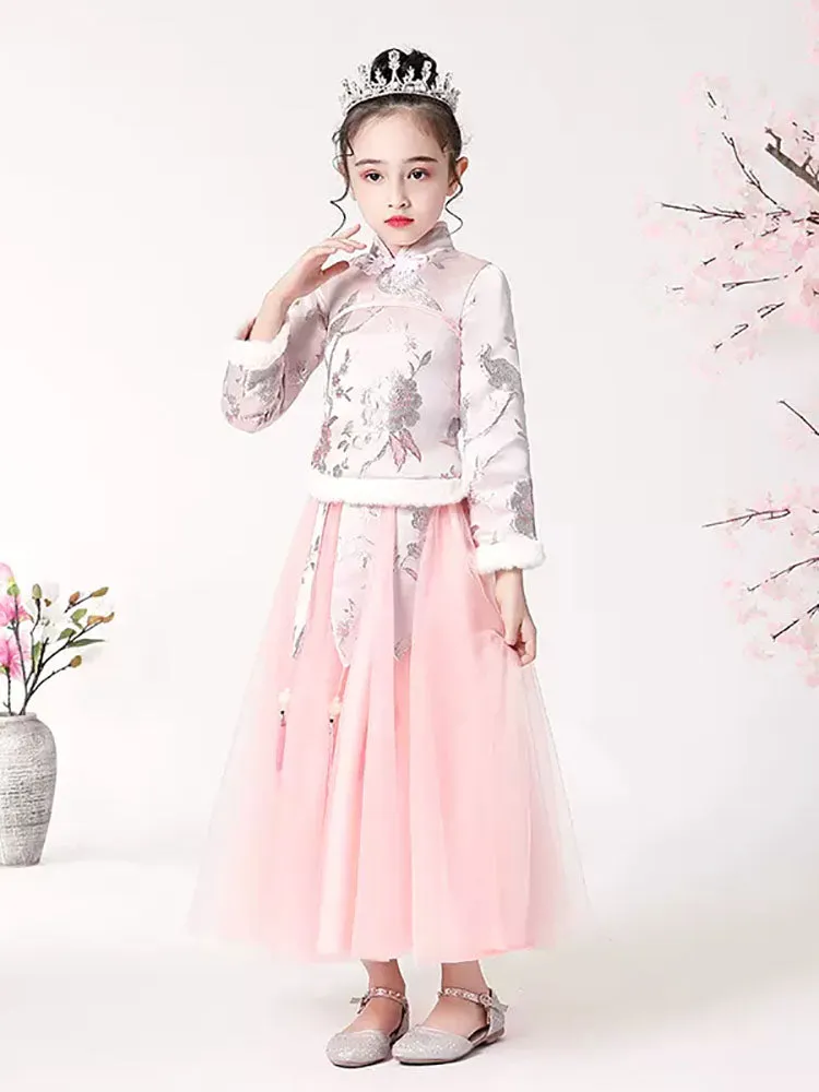Girls' Thickened Tang CostumeTwo-piece Suits ancient Dress National Style Performance Costume