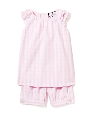 Girl's Twill Amelie Short Set | Pink Gingham