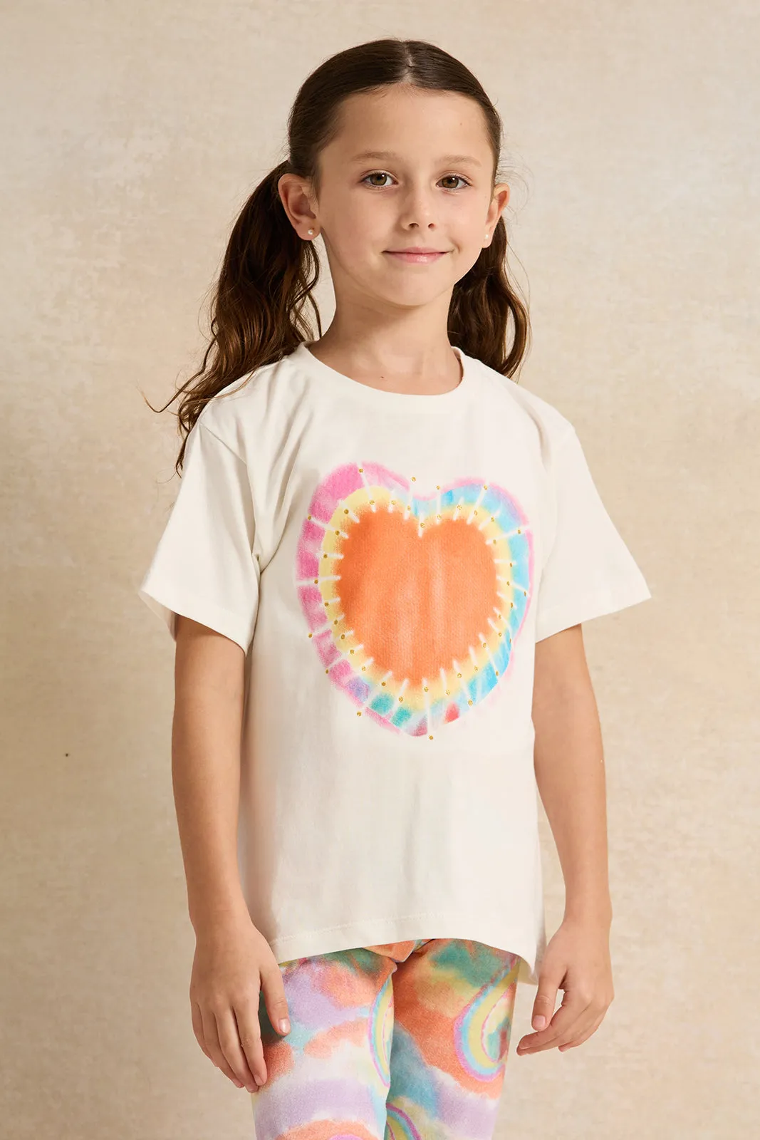 Girls White Embellished Casual Set (2 Piece)