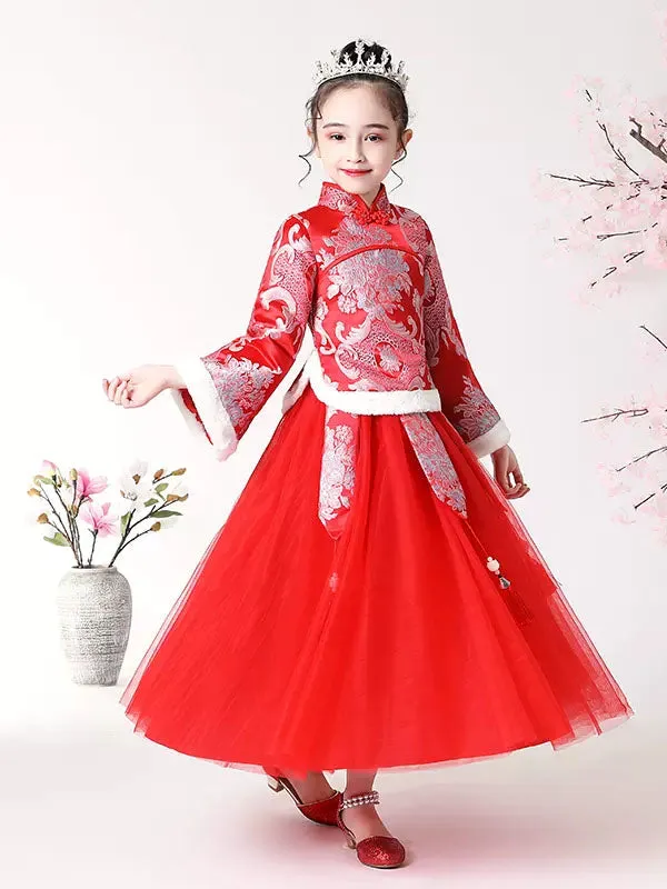 Girls' Winter Clothes Thickened Tang National Style Performance Costume