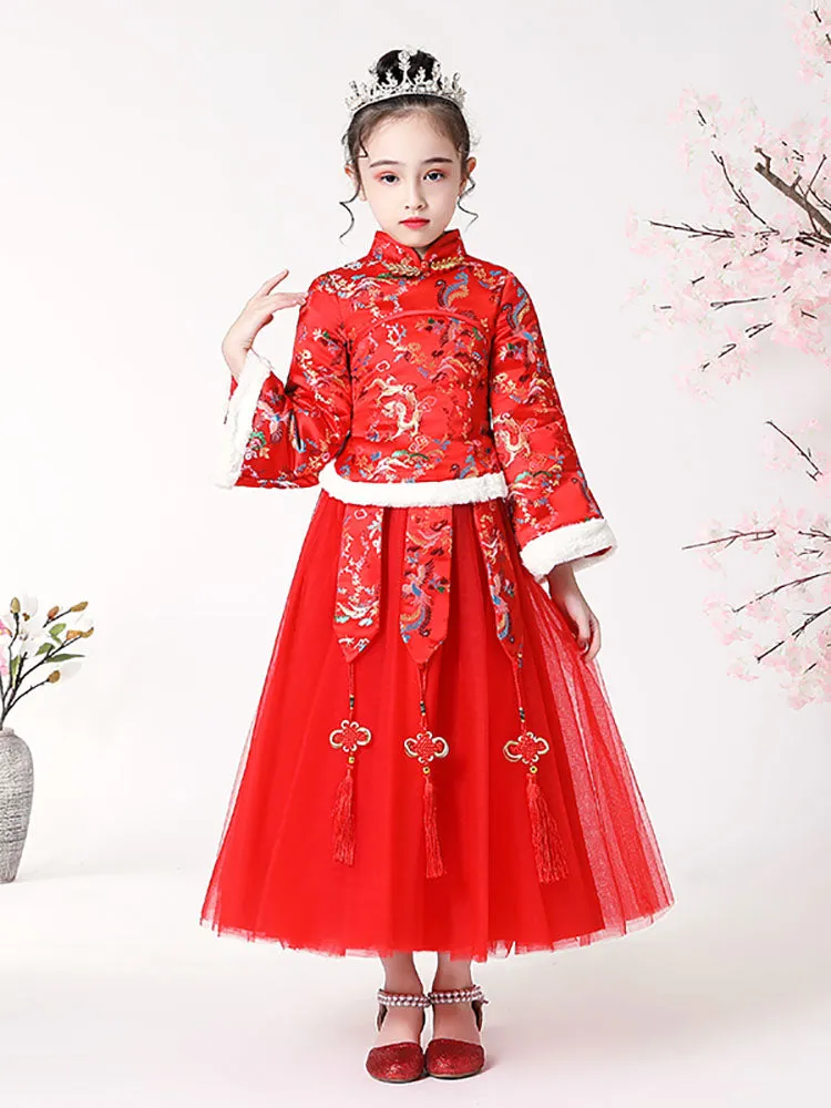 Girls' Winter Clothes Thickened Tang National Style Performance Costume