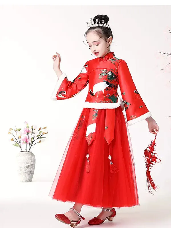 Girls' Winter Clothes Thickened Tang National Style Performance Costume