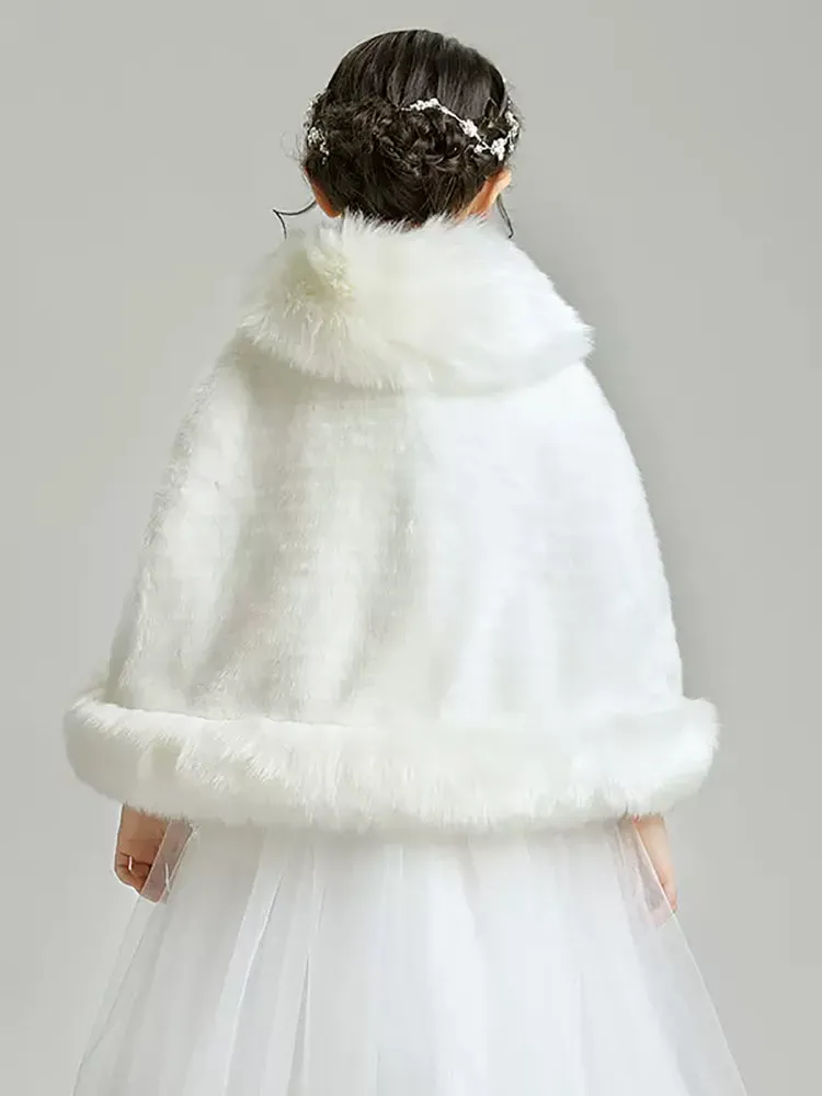 Girls' Wool Shawl Thickened Long-sleeved Warm Coat Dress Cape Accessories