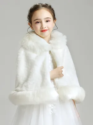 Girls' Wool Shawl Thickened Long-sleeved Warm Coat Dress Cape Accessories