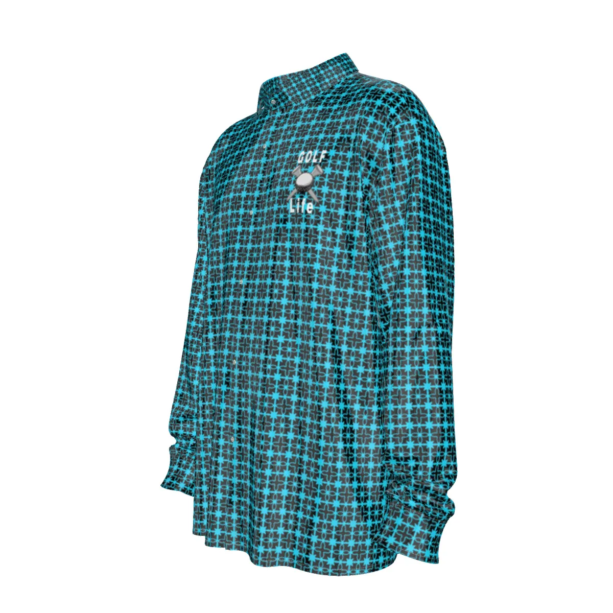 Golf life Print Men's Imitation Silk Long-Sleeved Shirt
