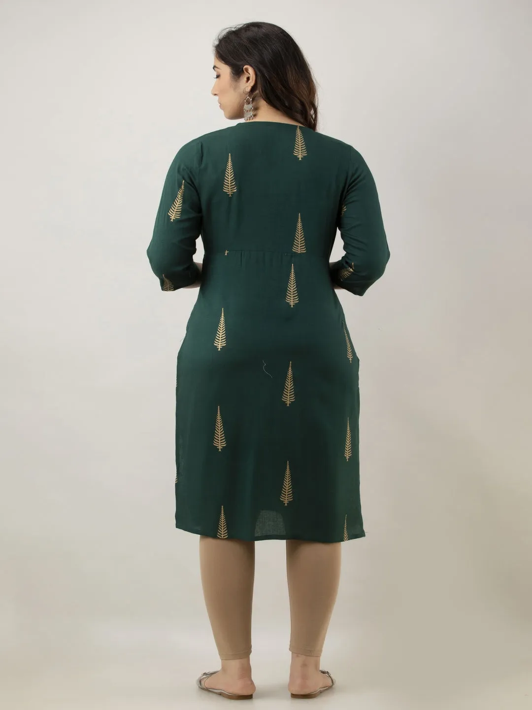Green Rayon Maternity & Feeding Kurta