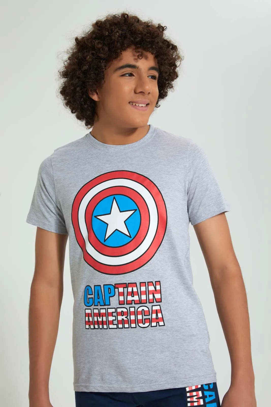Grey And Navy Captain America Pyjama Set (2 Piece)
