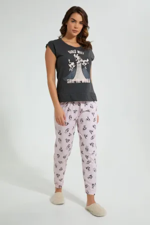 Grey And Pink Powerpuff Girls Pyjama Set (2 Piece)