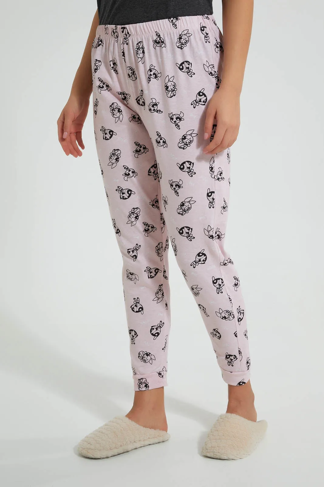 Grey And Pink Powerpuff Girls Pyjama Set (2 Piece)