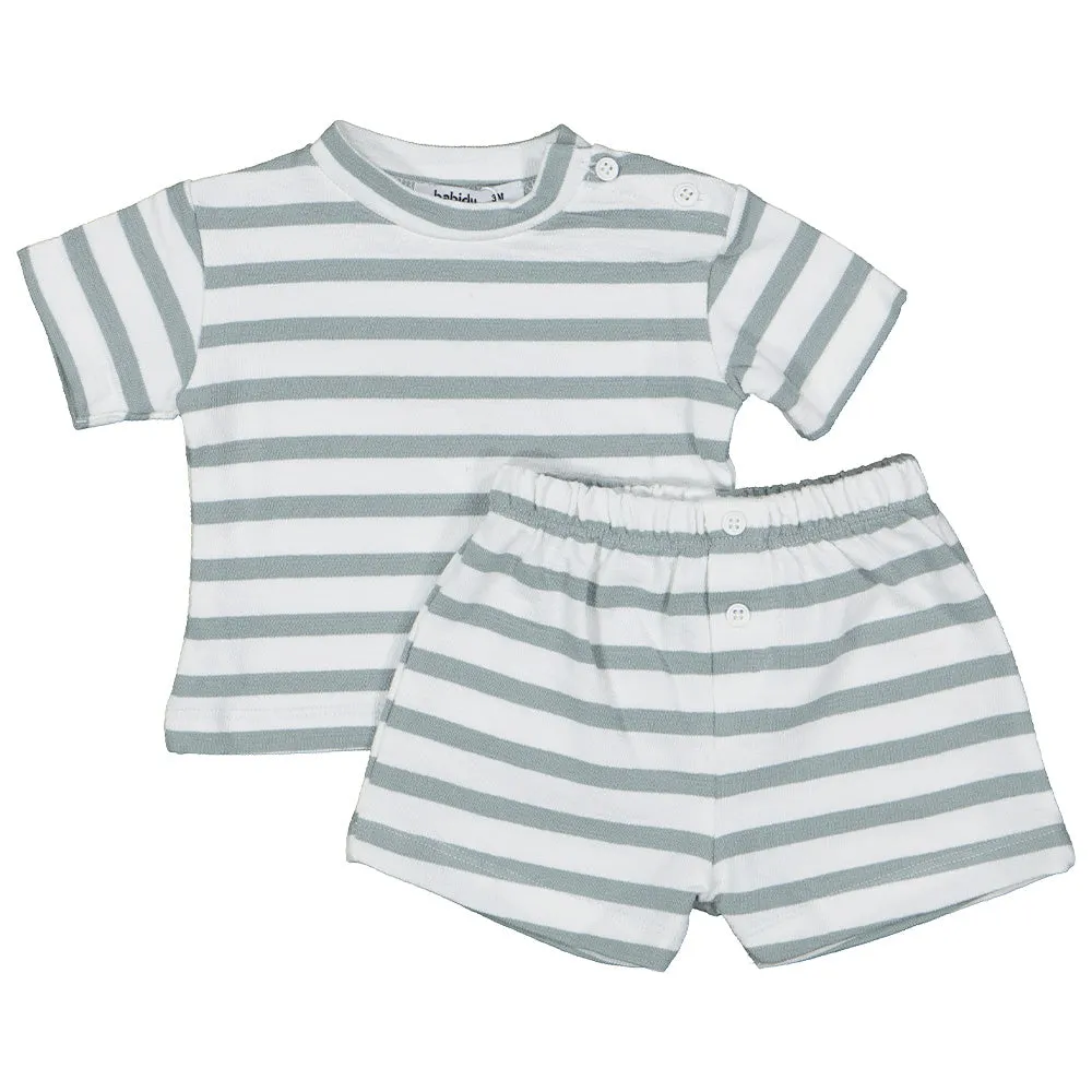 Grey Stripe Towelling Set