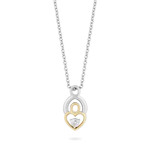 Hallmark Fine Jewelry Mother and Child Pendant in Sterling Silver and 14K Yellow Gold with 1/10 Cttw of Diamonds