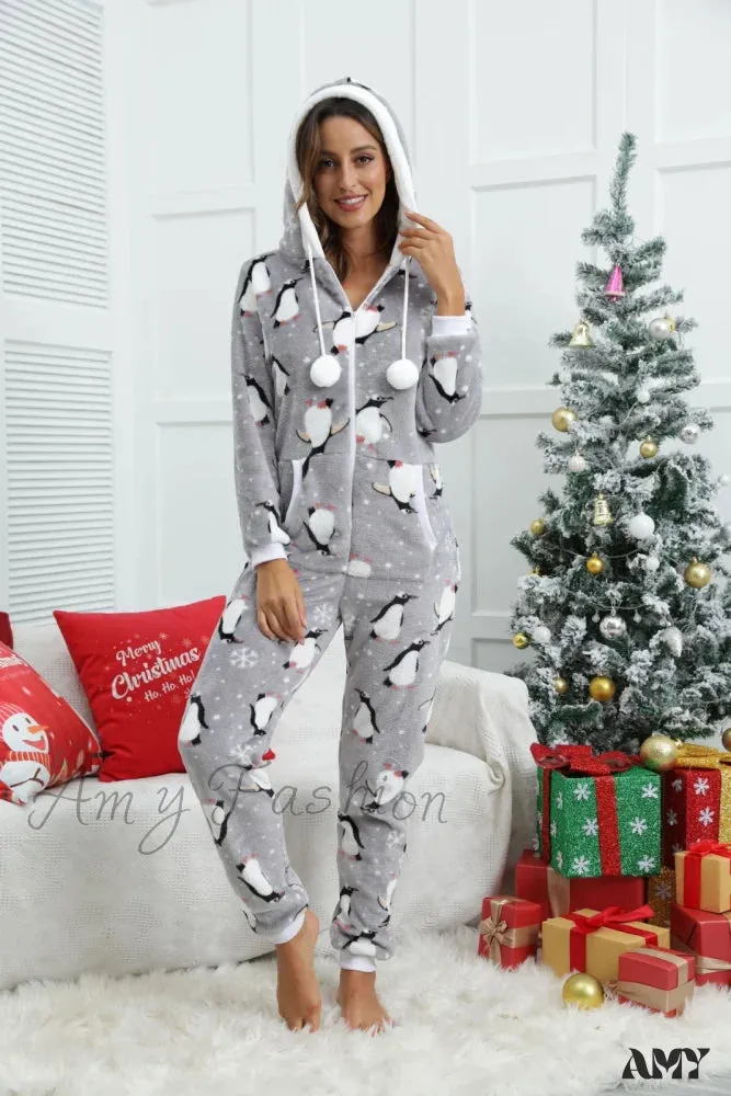 Halloween Flannel One-Piece Pajama Homewear Suit