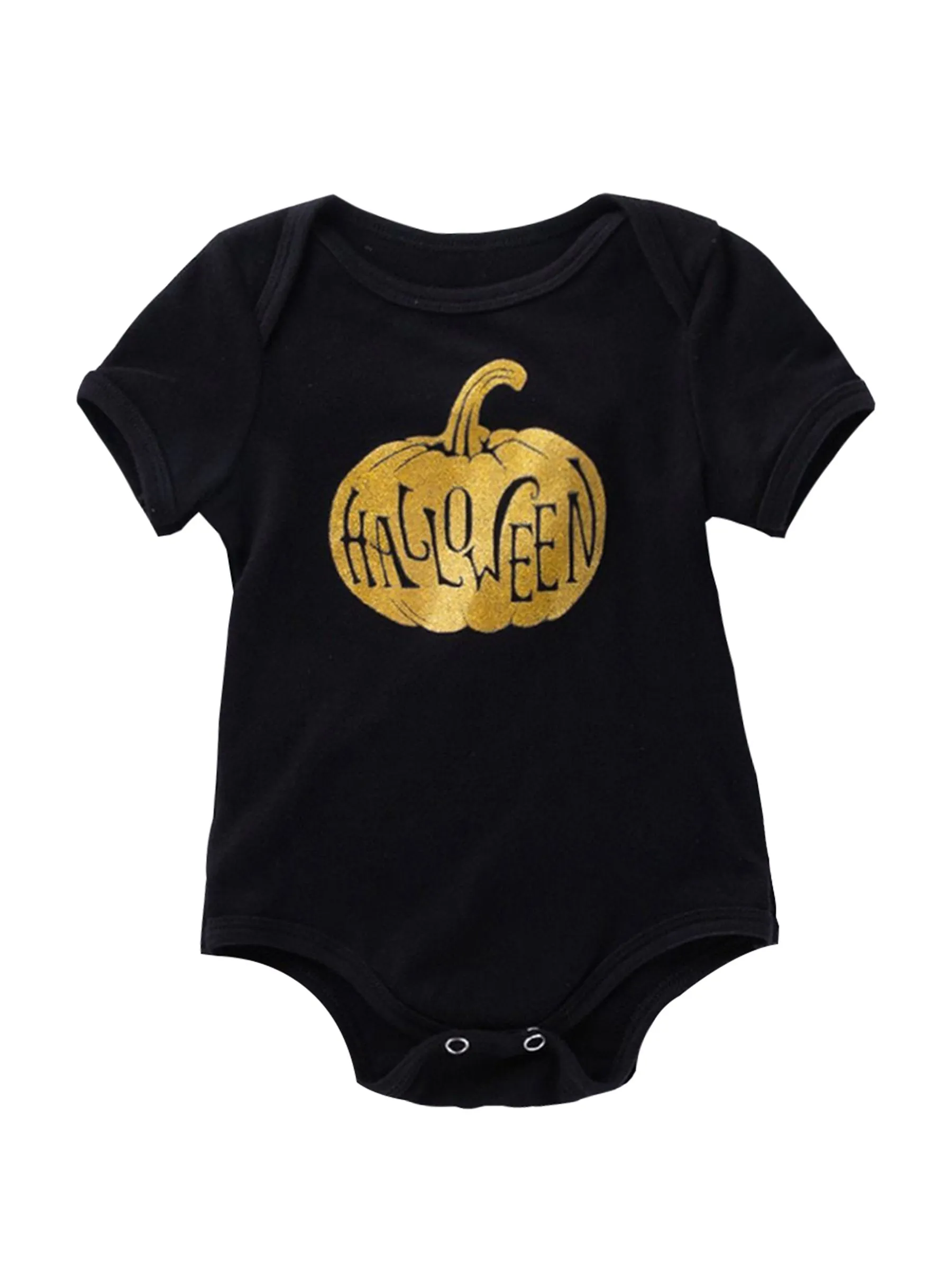Halloween Letters Print Baby Black Romper Onesies