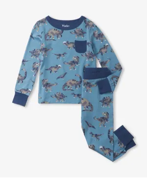 Hatley Boys “Dino Stamp” Print Bamboo Cotton Pajama Set: Size 2 to 6 Years