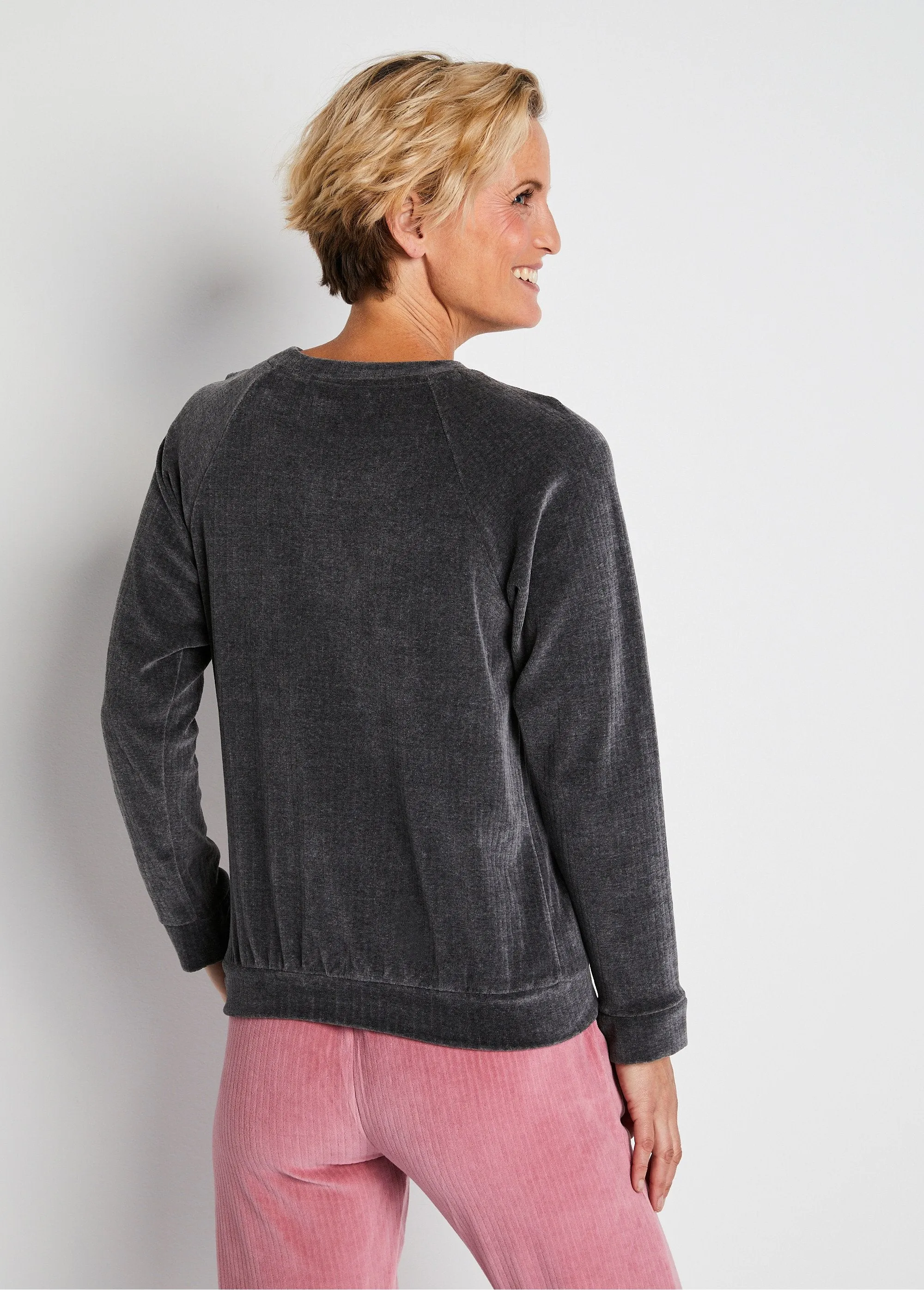 Haut de pyjama sweat en velours côtelé