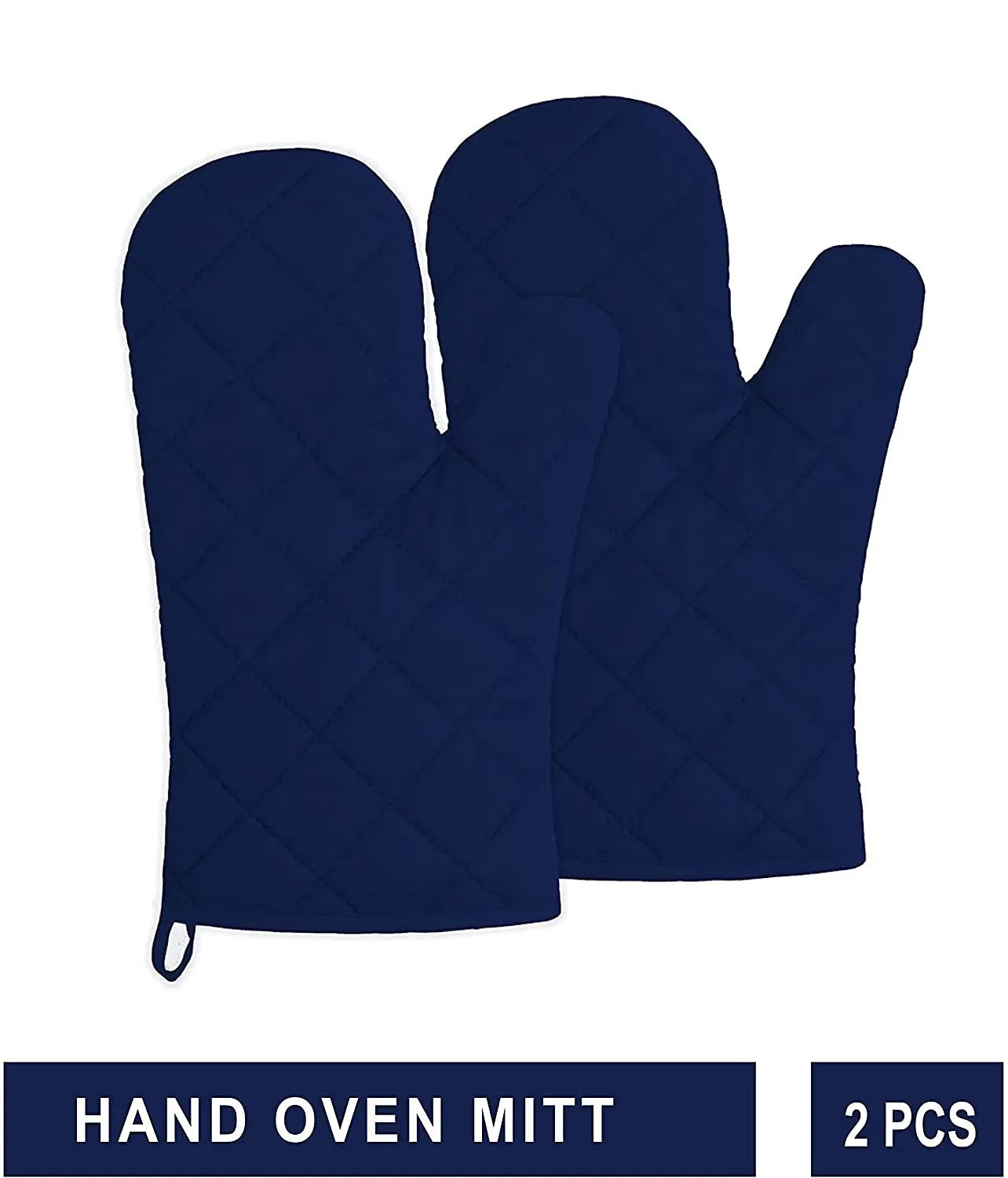Heart Home Cotton Microwave Oven Mitten/Gloves for Microwave, Set of 2 (Blue), Standard (HS_37_HEARTH020601)