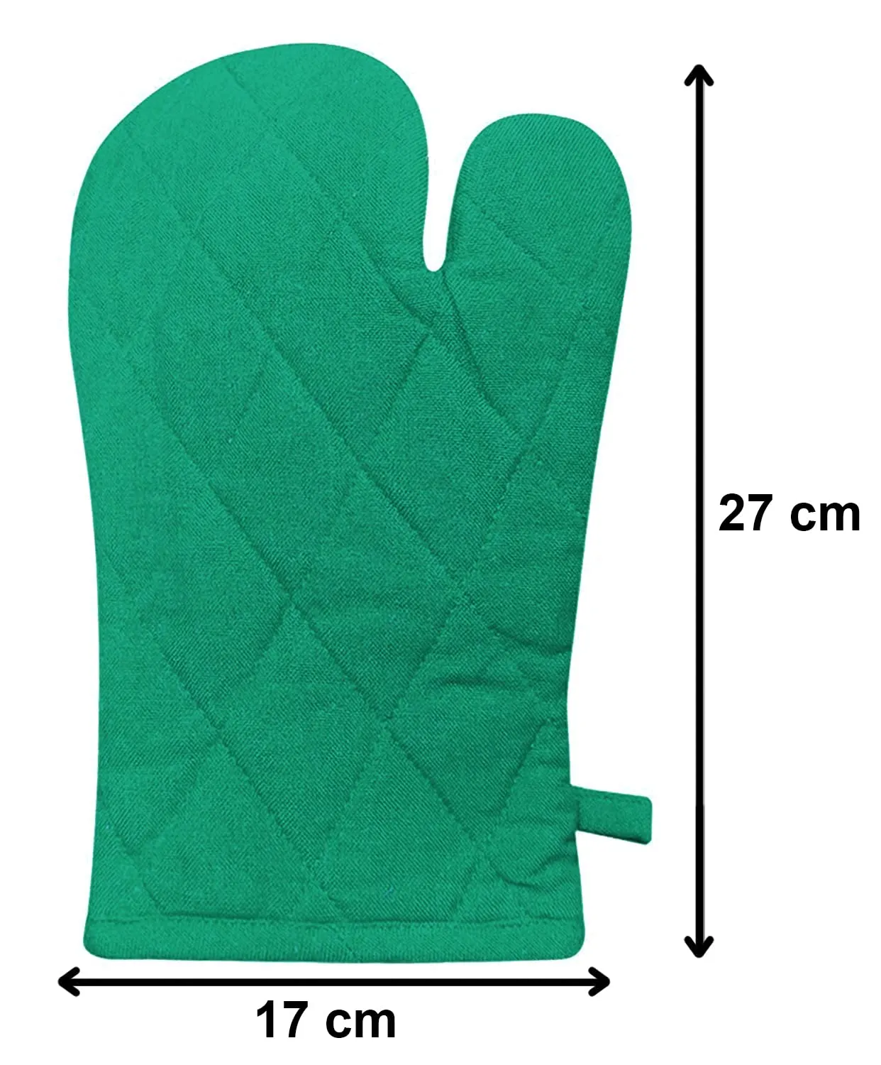 Heart Home Heat Resistant Cotton Kitchen Oven Mitt Microwave Gloves, Set of 2 (Green)-HS43HEARTH26088