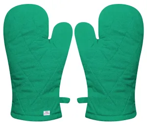 Heart Home Heat Resistant Cotton Kitchen Oven Mitt Microwave Gloves, Set of 2 (Green)-HS43HEARTH26088