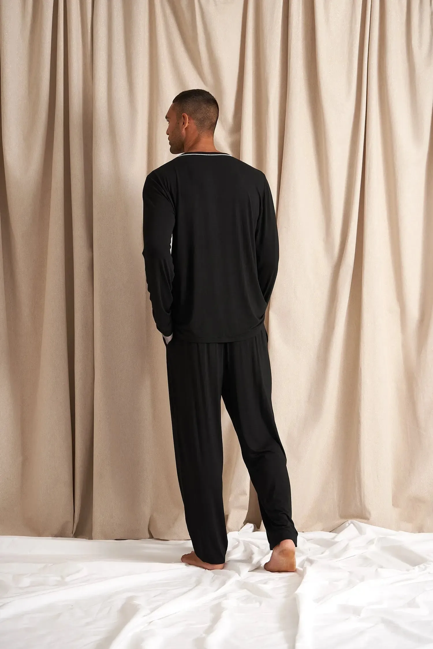 His and Hers Bamboo Pyjama Sets in Black