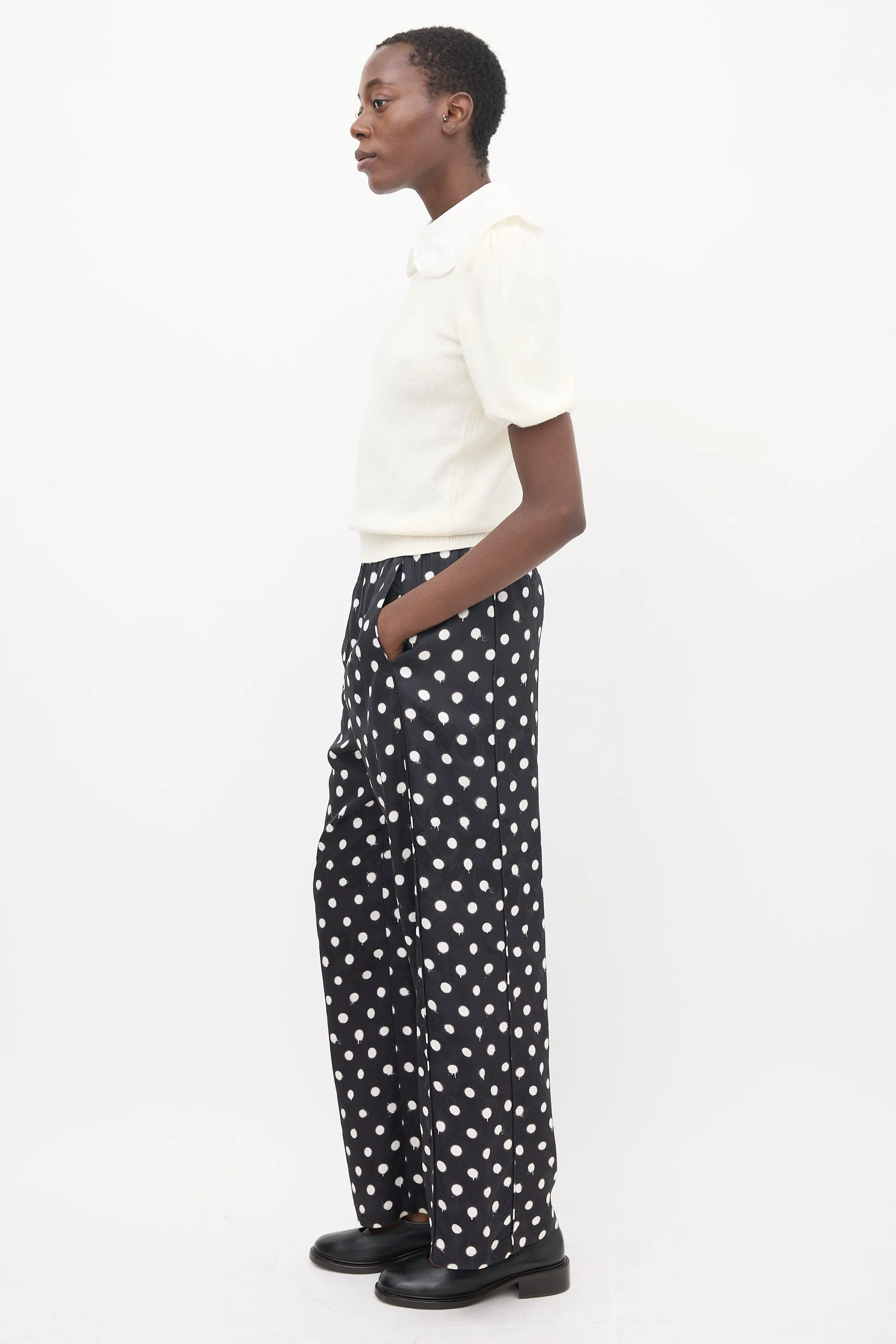 Homewear Black & White Polka Dot & Floral Pant