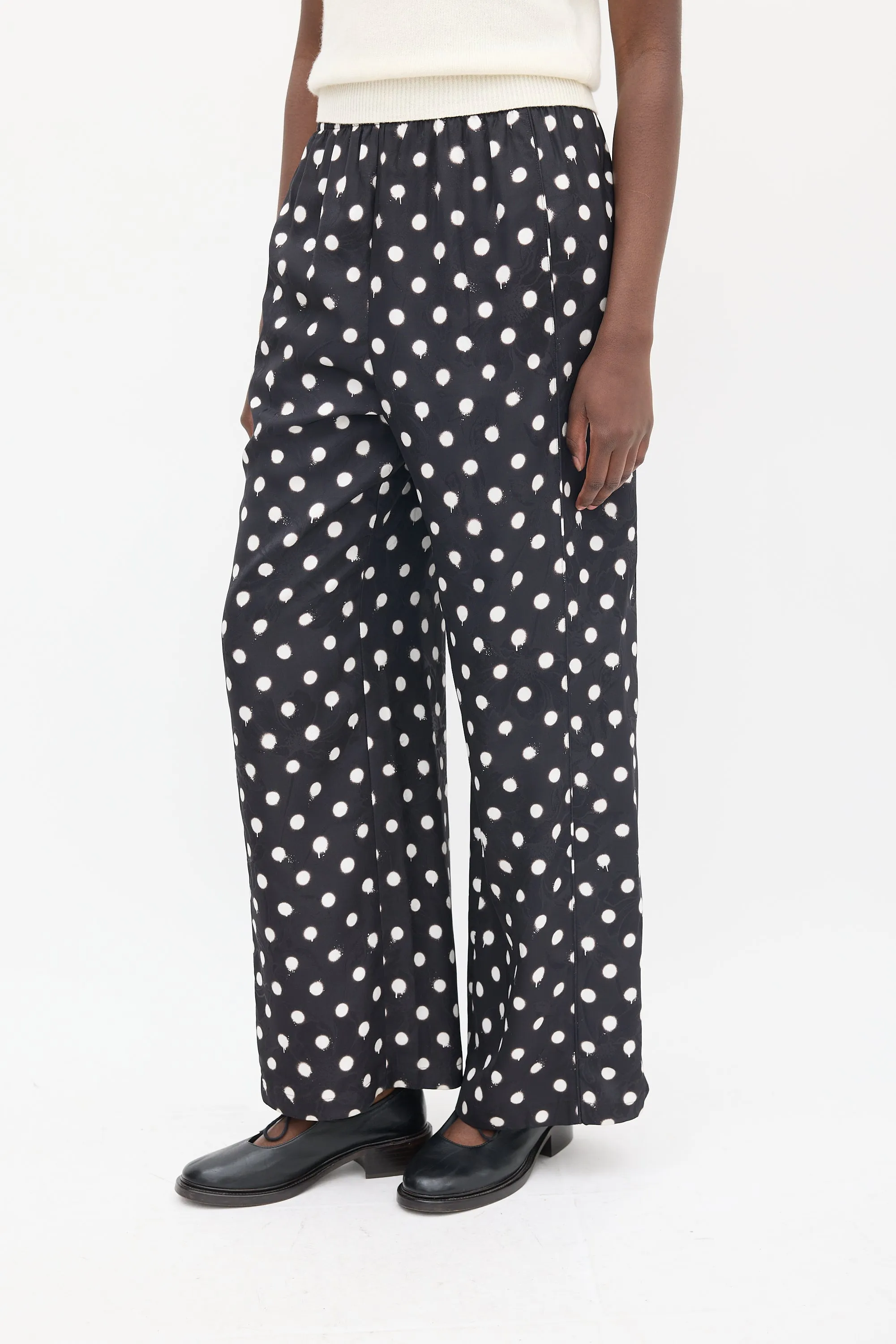 Homewear Black & White Polka Dot & Floral Pant