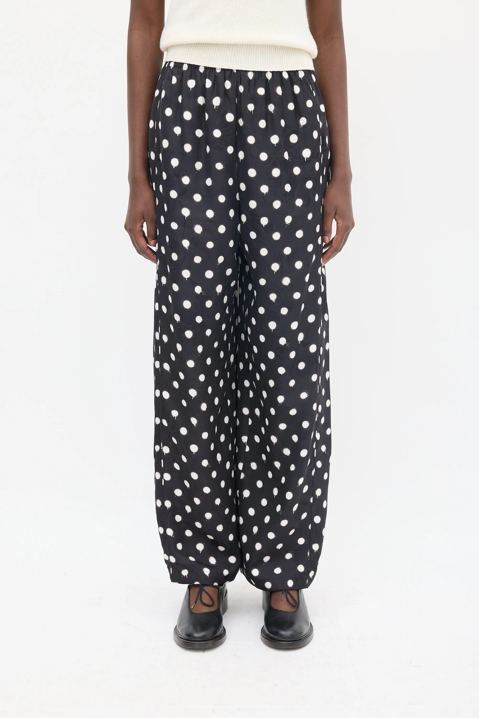 Homewear Black & White Polka Dot & Floral Pant