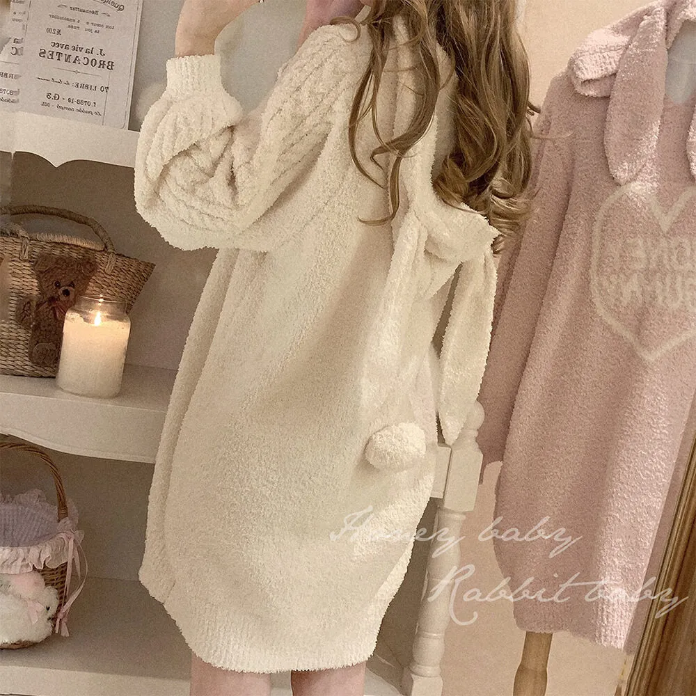 Honey Bunny Heart Graphic Rabbit Ears Homewear Dress
